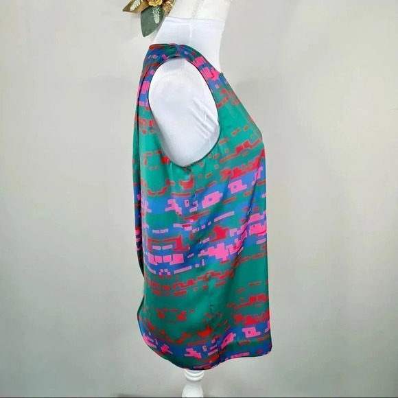 CO + CO by Coco Rocha Cornelia Top Green Pink Red Sleeveless Top Size 6 - Picture 8 of 10